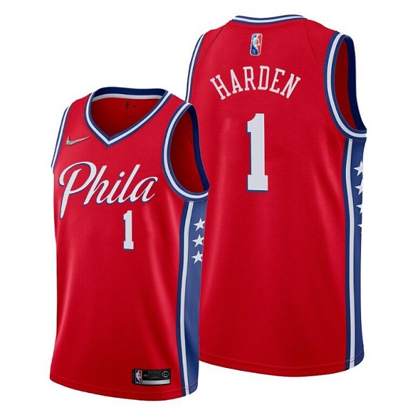 Youth Philadelphia 76ers #1 James Harden Red Statement Edition Stitched Jersey